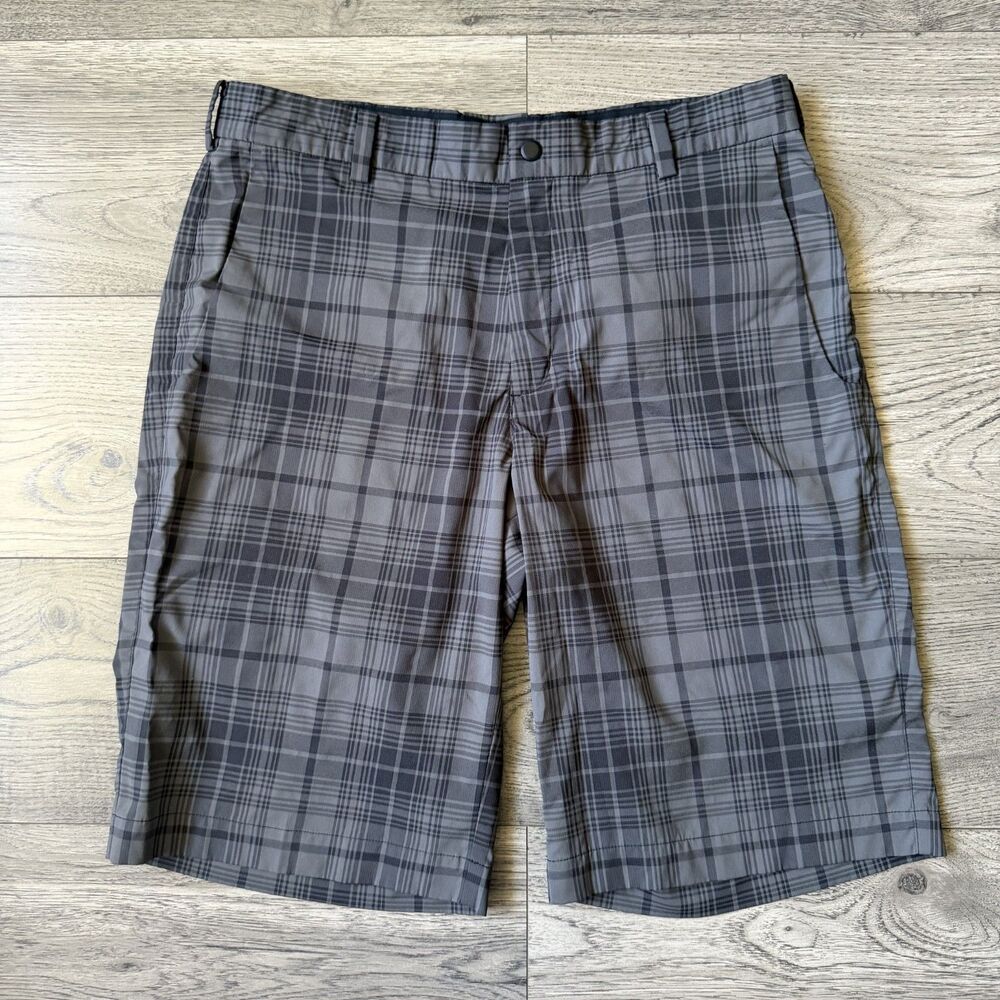 Nike Men's Golf Tour Performance Casual Dri-Fit Plaid Shorts Gray Men's Size 32